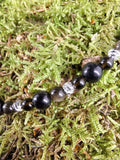 Collier Obsidienne noir et dorée avec un noeud de sorcière ( protection ) 6mm / 4mm