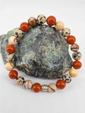 Bracelet étudiants 4 ( Jaspe rouge, dalmatien et Zébre ) 8 mm
